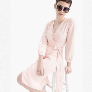 J. Crew Black Label Wrap Dress 4 Light Pink Peach Shower Wedding Guest Party NWT